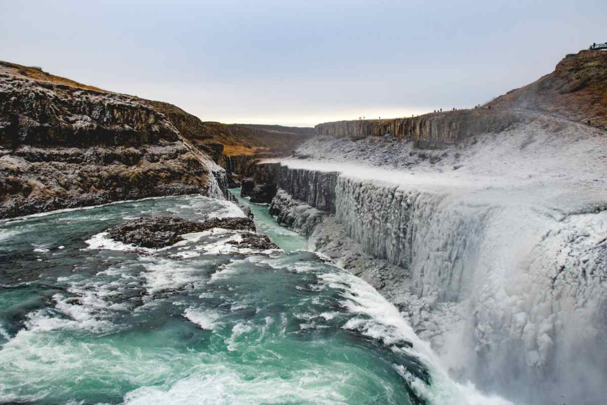Freezing waterfall in Iceland