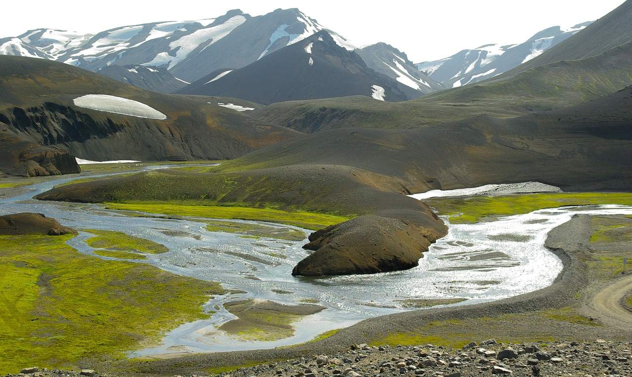 aerial view on Icelandic mountains