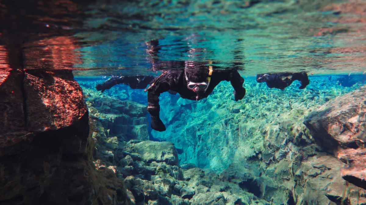 Snorkeling in Iceland in spring