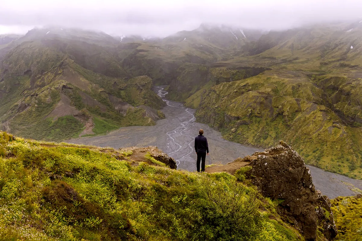 Tourist in a Thorsmork Hike