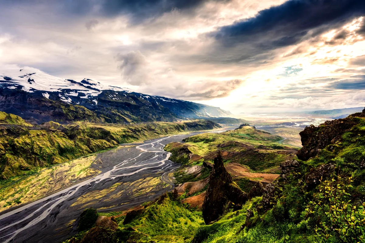 Panoramic view of Thorsmork Valley