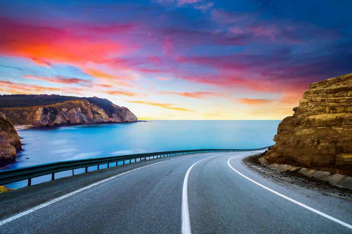 Icelandic road with a panoramic coastal view