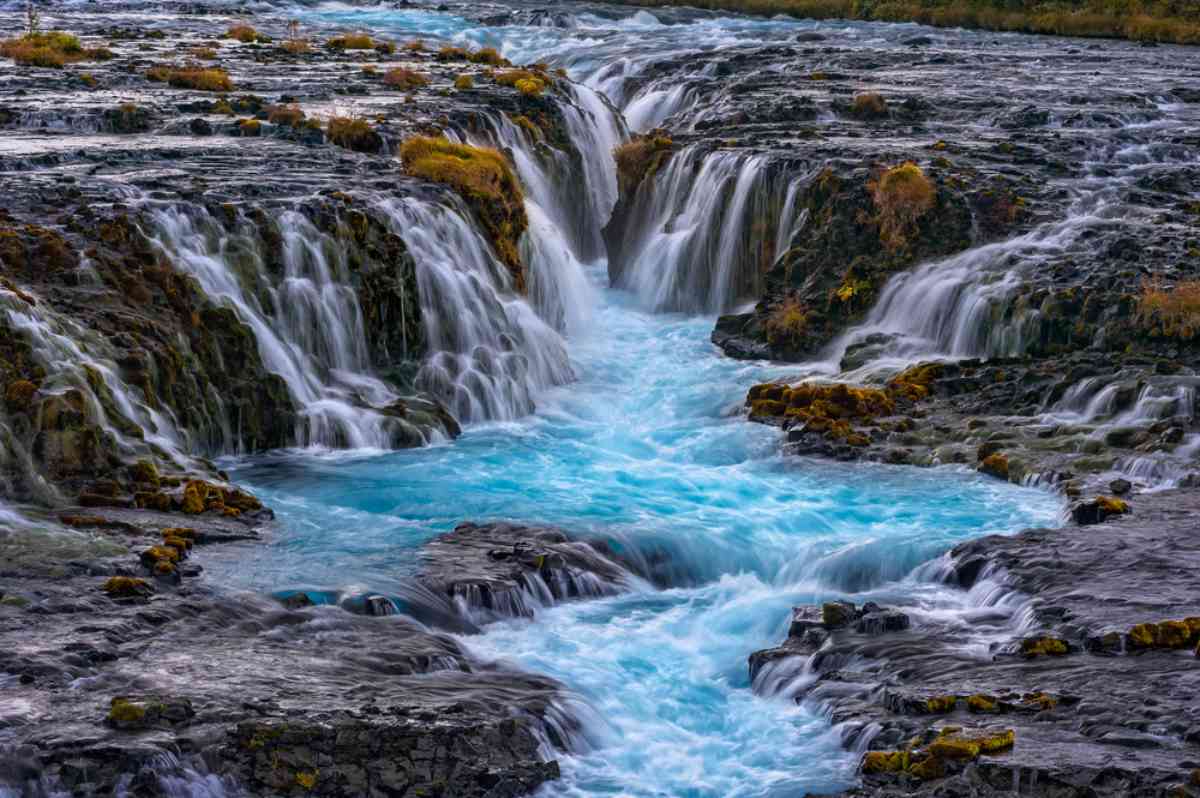 Blue waters of Iceland's waterfalls