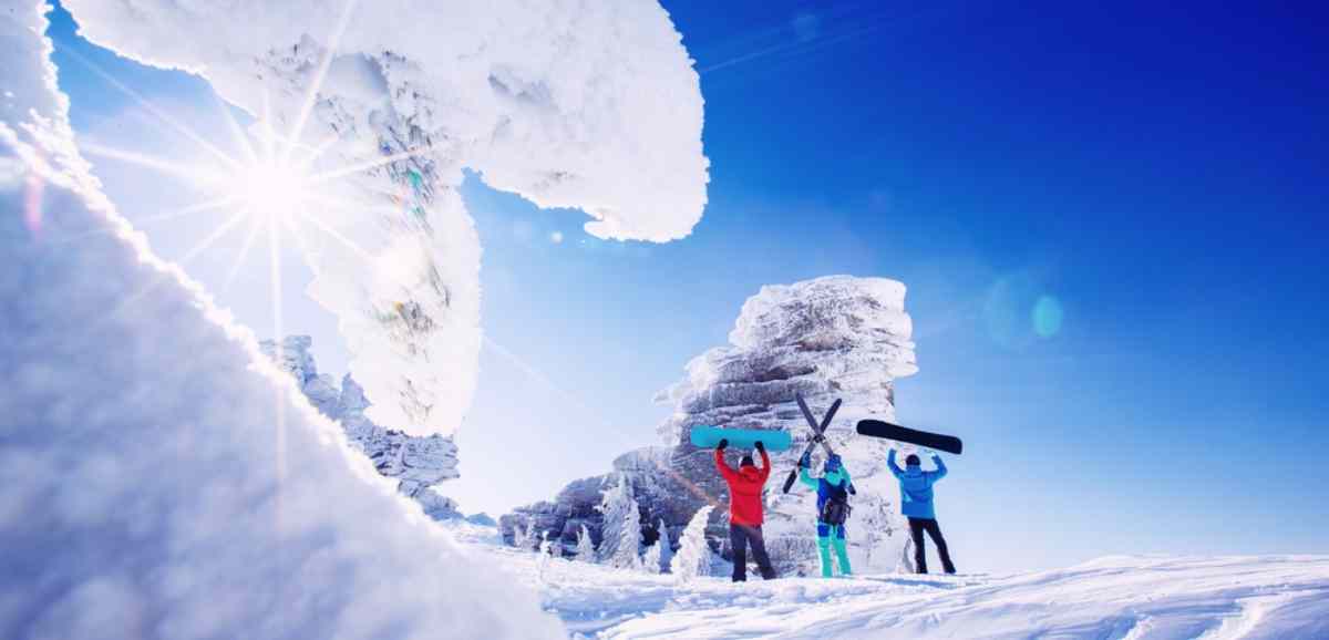 Group of visitors practising ski in Iceland