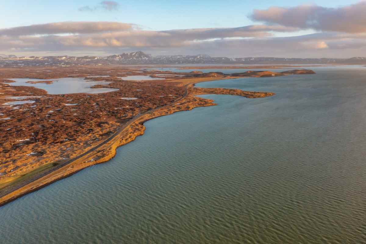 Aerial view of lake myvatn