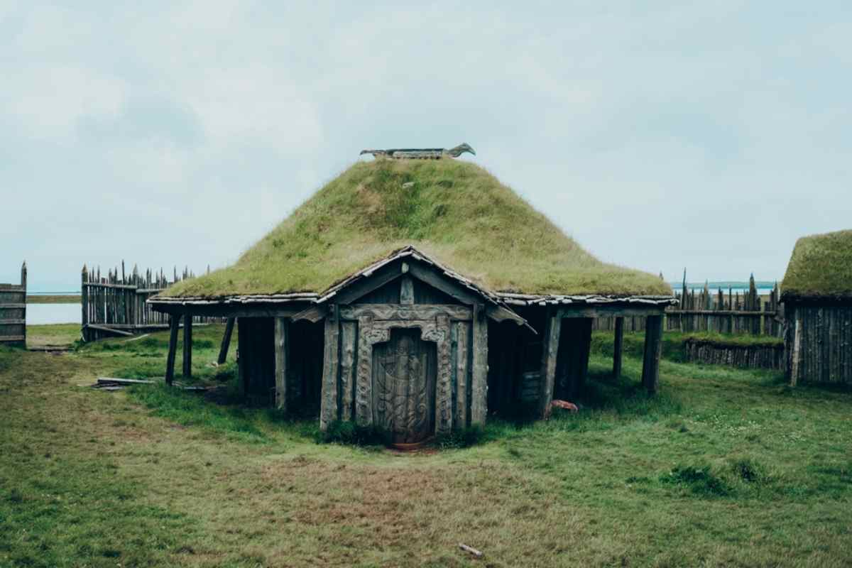 Traditional antique Viking village in Stokksnes