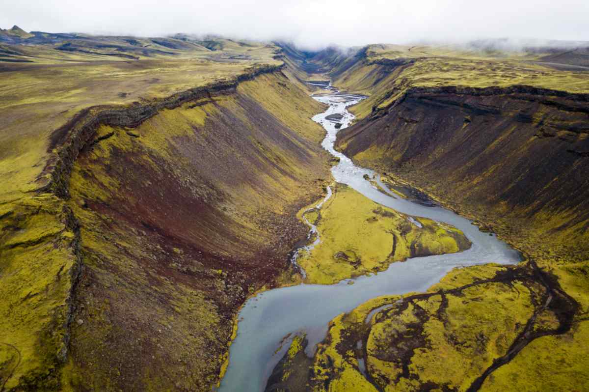 Aerial view of Eldgjá Canyon