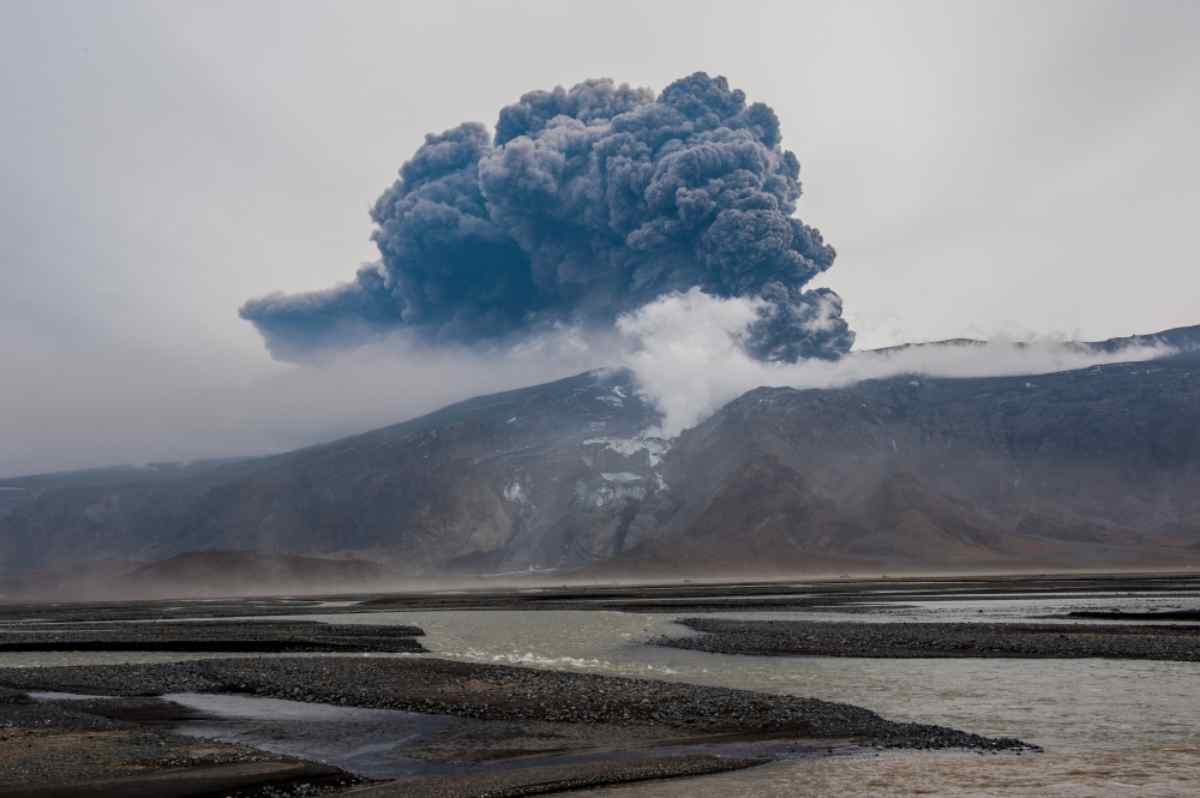 Eyjafjallajokull volcano erupting in 2010