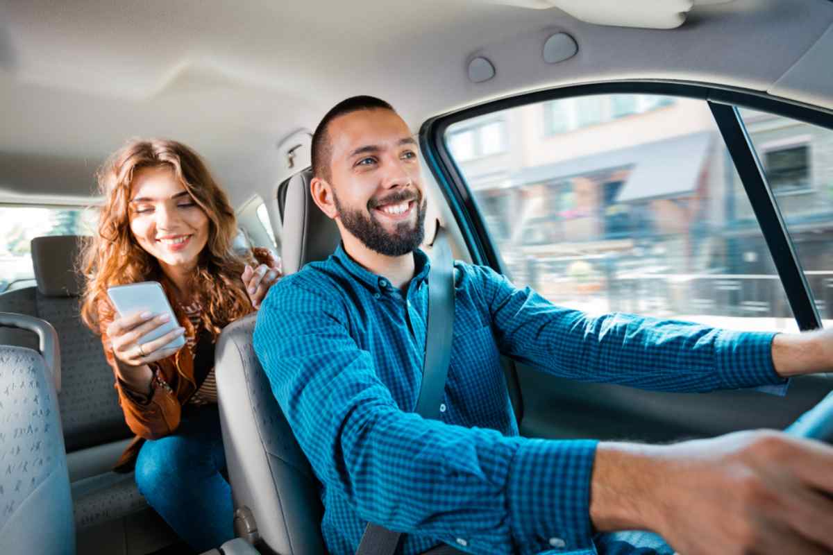 Woman sitting behind indicating where to go