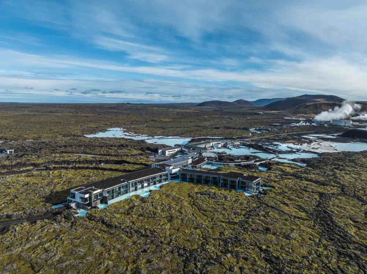 Aerial view of the Icelandic Blue Lagoon