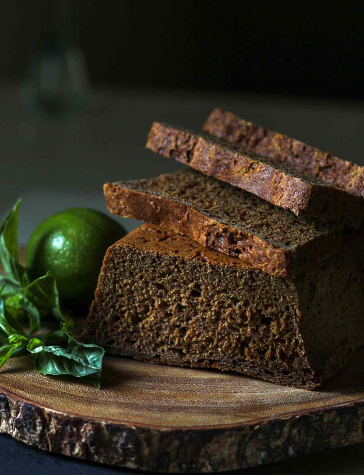Icelandic rye volcano bread served on a wood plate